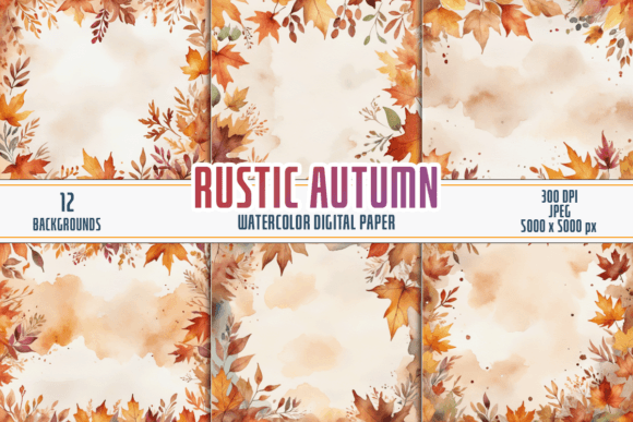 Watercolor Rustic Autumn Background