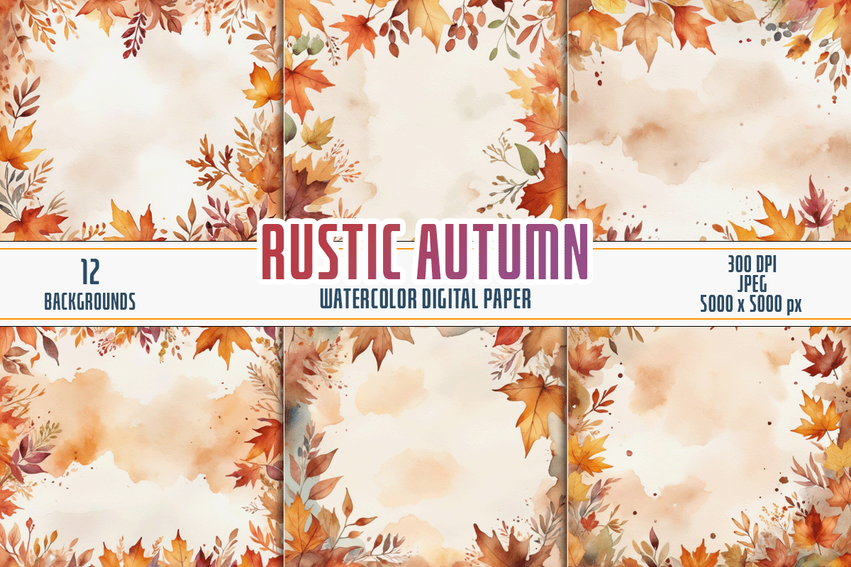 Watercolor Rustic Autumn Background