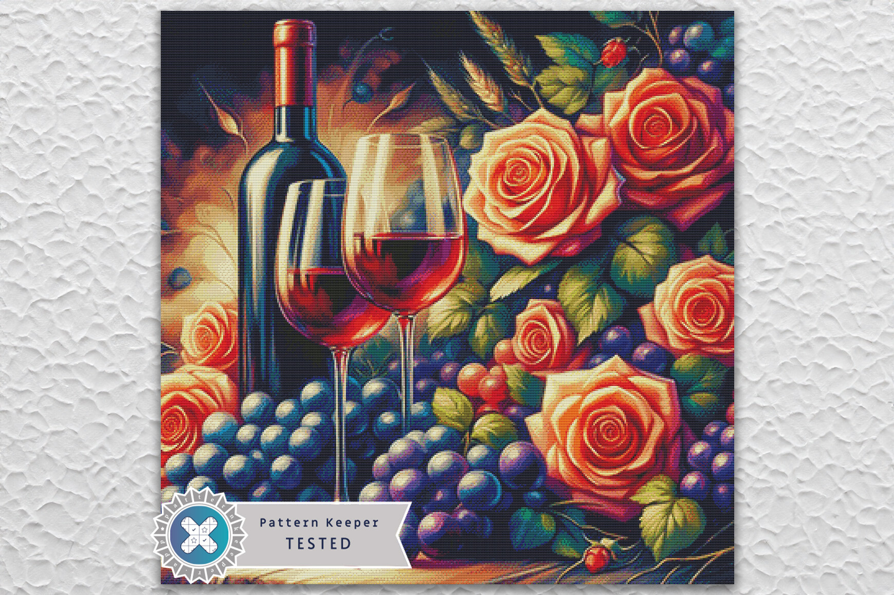 Wine and Roses Cross Stitch Pattern PDF