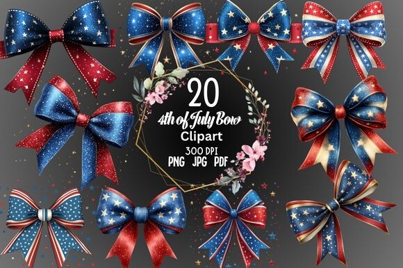 4th of July Bow Clipart Graphic by Craft Studios · Creative Fabrica
