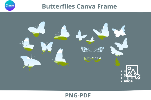 Editable butterfly Canva frame template designs