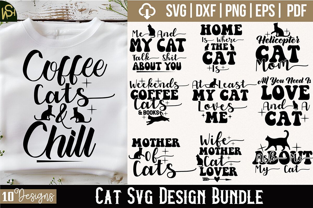 Cat Svg Design Bundle Graphic by wishessvghop · Creative Fabrica