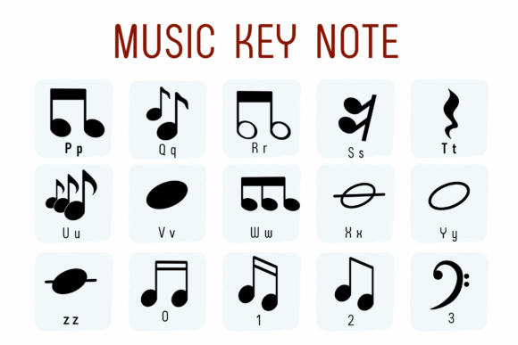 Music Key Note Font PNG with transparent background - Preview 2