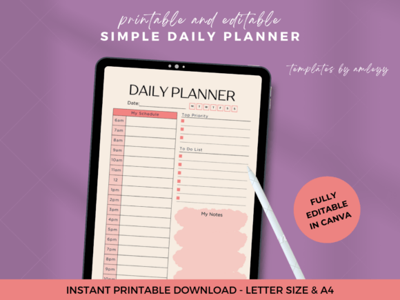 Aesthetic Cute Daily Planner Template Graphic by Templates by amleyy ...