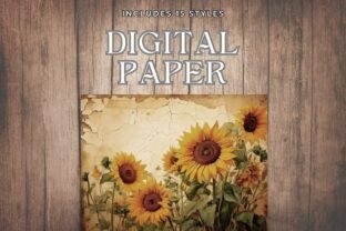 Vintage Sunflowers Junk Journal Papers Graphic by Digital Neverland ...