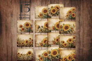 Vintage Sunflowers Junk Journal Papers Graphic by Digital Neverland ...
