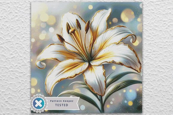 White Lily Cross Stitch Pattern Digital