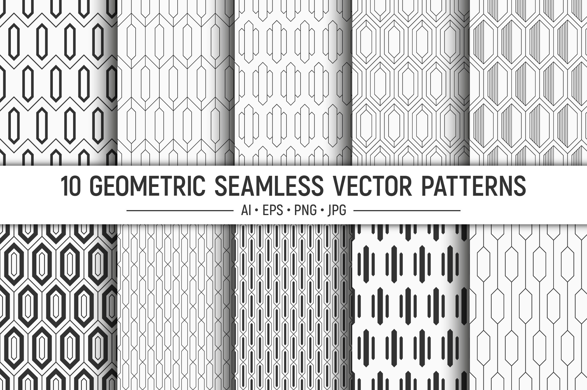 10 Seamless Geometric Vector Patterns Graphic by AVK graphics ...