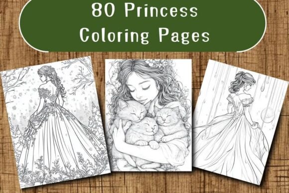 80 Princess Coloring Pages Graphic by HubbaDigitals · Creative Fabrica
