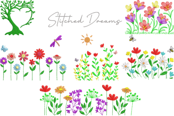 Beautiful Wildflower Design Collection Flores y Plantas Diseño de Bordado Por Stitched Dreams