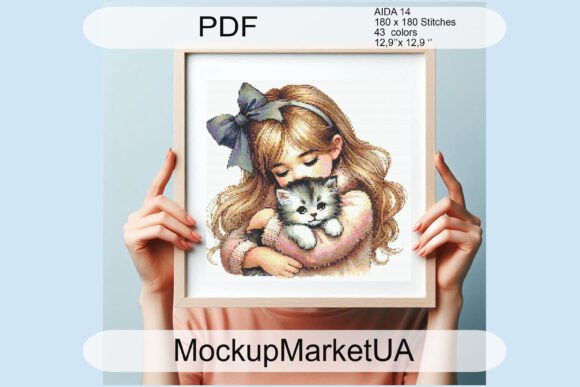Children Girl &Cat Cross Stitch Patterns