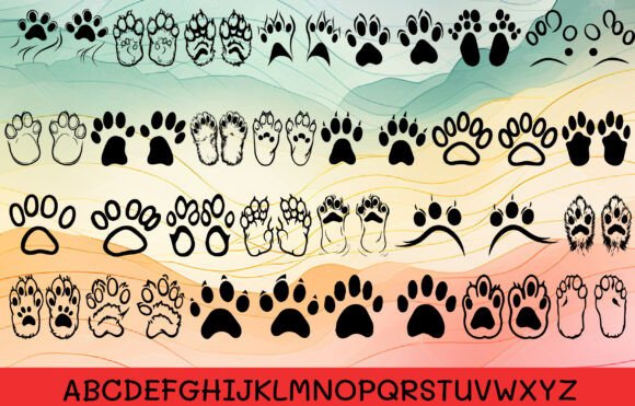 Cute Cat Paws Font PNG with transparent background - Preview 1