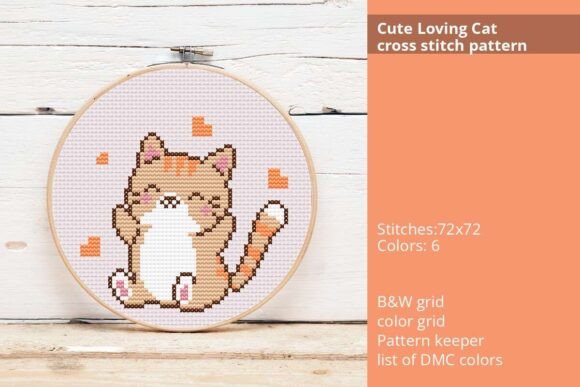 Cute Loving Cat Cross Stitch Pattern