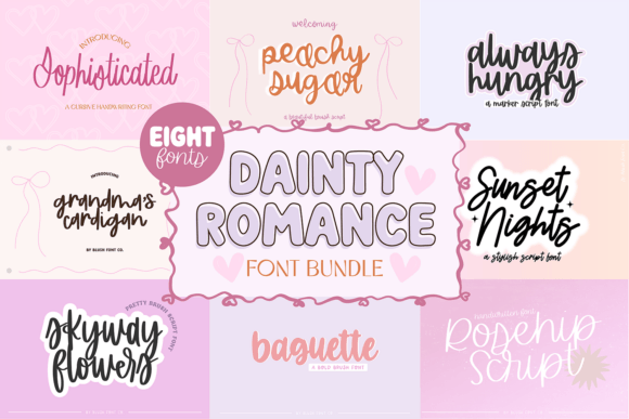 Dainty Romance Script Bundle Fonts