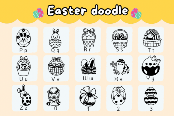 Easter Doodle Font PNG with transparent background - Preview 2