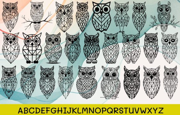 Geometric Owl Dingbats Fonts Font - Preview 1