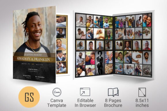 Gold Rock Tabloid Funeral Program Canva
