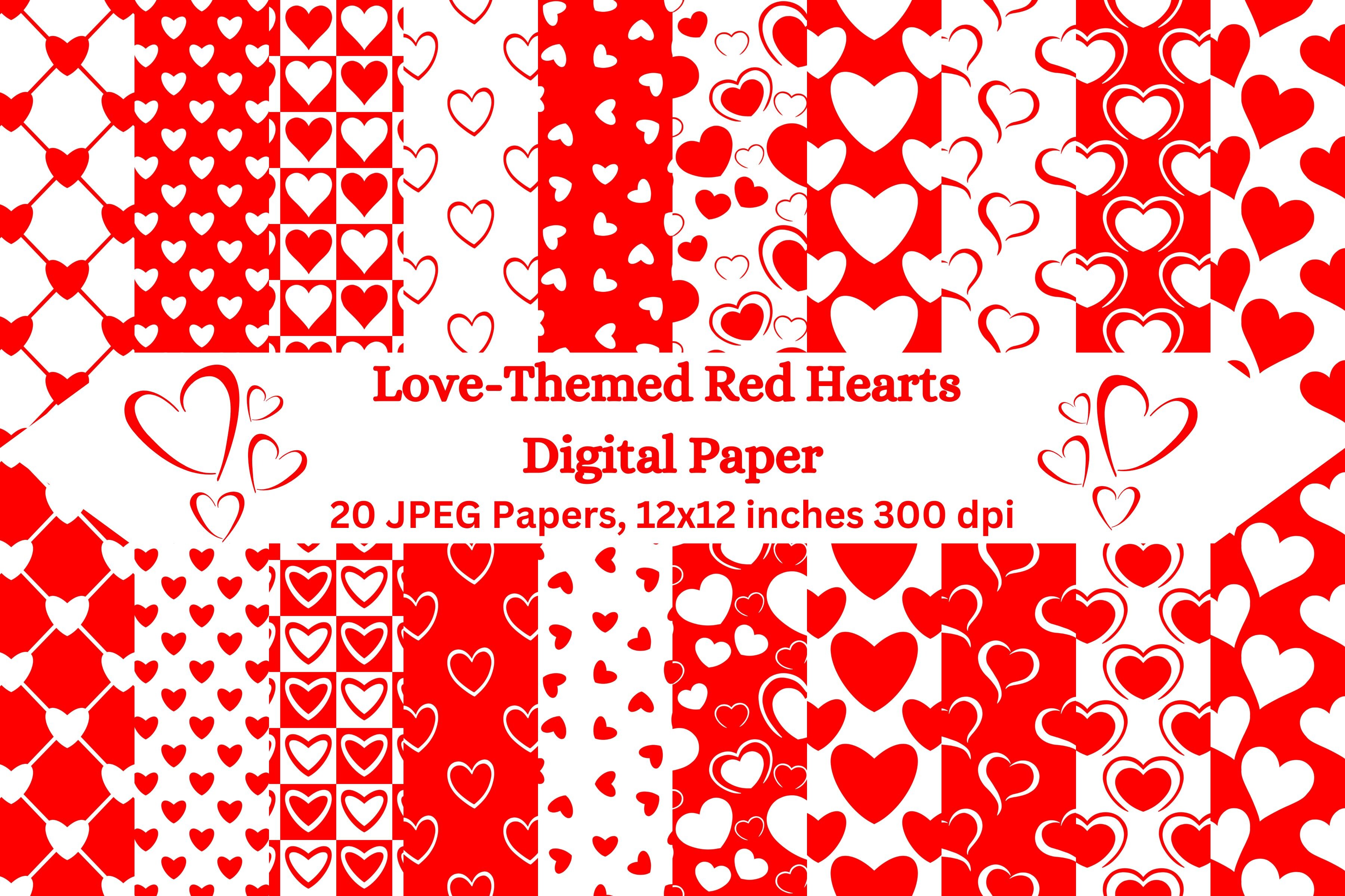 Love-Themed Red Hearts Digital Paper Graphic by archiegupta1908 ...