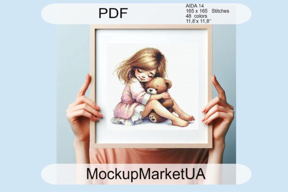 Modern Girl and Toy Cross Stitch Pattern