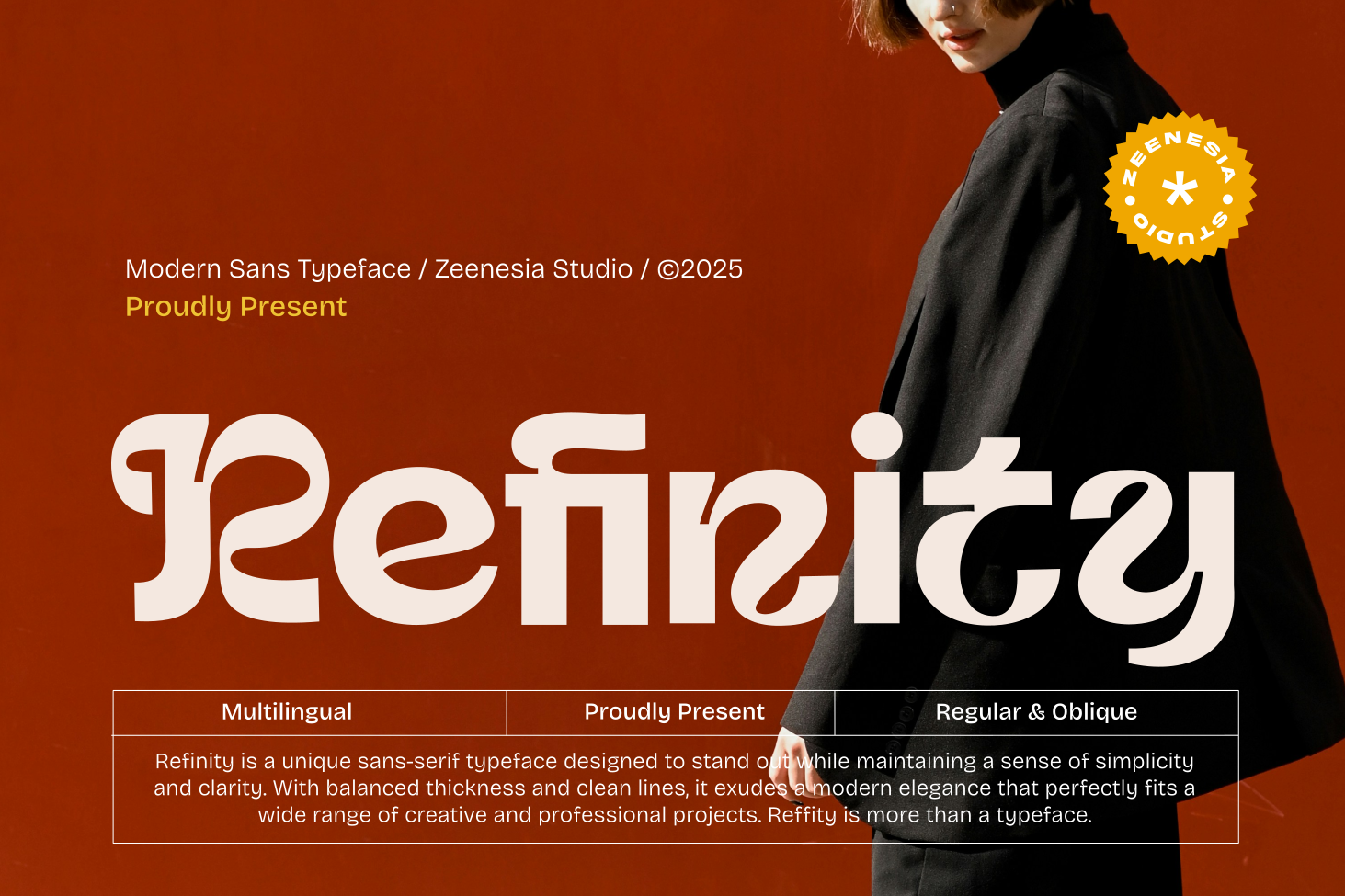 Refinity, a sleek sans serif with balanced proportions