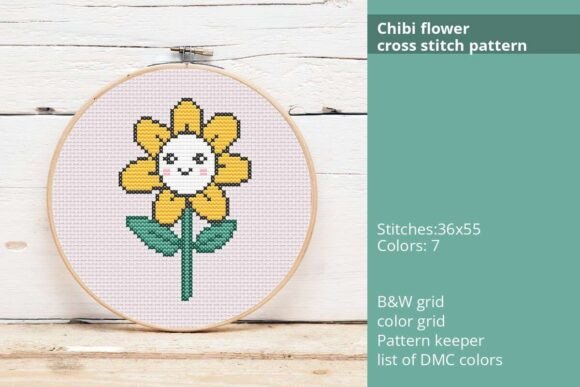 Chibi Flower Cross Stitch Pattern