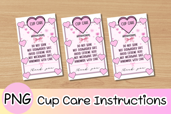 Cup Care Instructions Card Pink Png Graphic by Sweetie Citrus Co ...