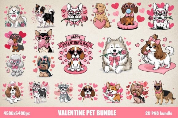 Preview of Valentine Pet Sublimation Bundle Valentine sublimation design