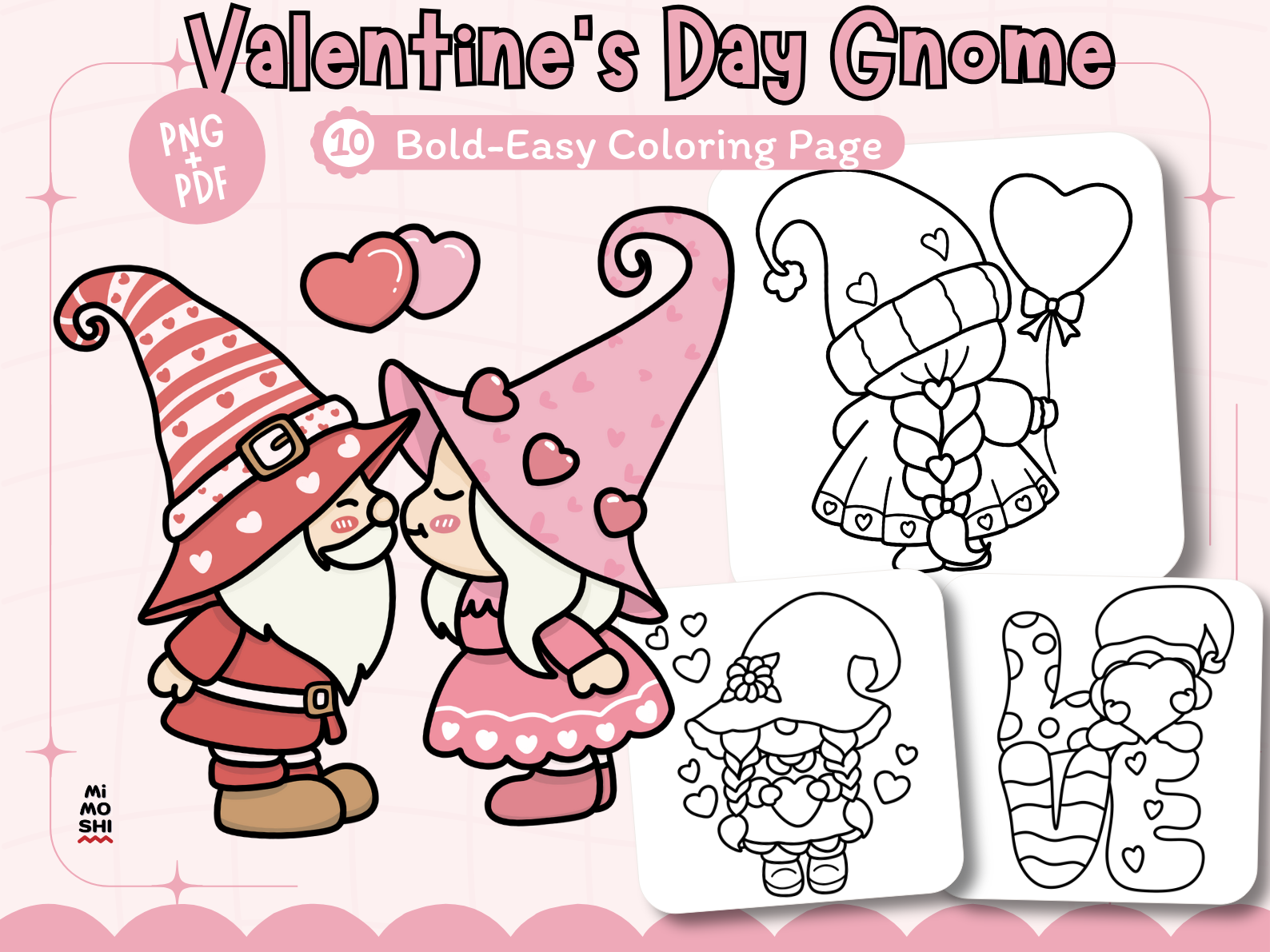 Valentine's Day Gnome Coloring Pages
