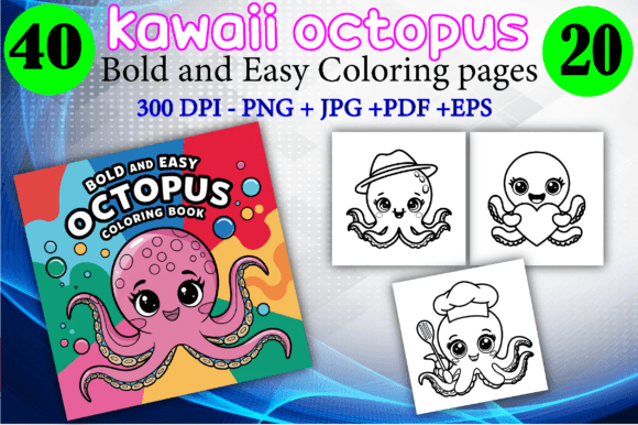 Kawaii Octopus Coloring Pages for Kids