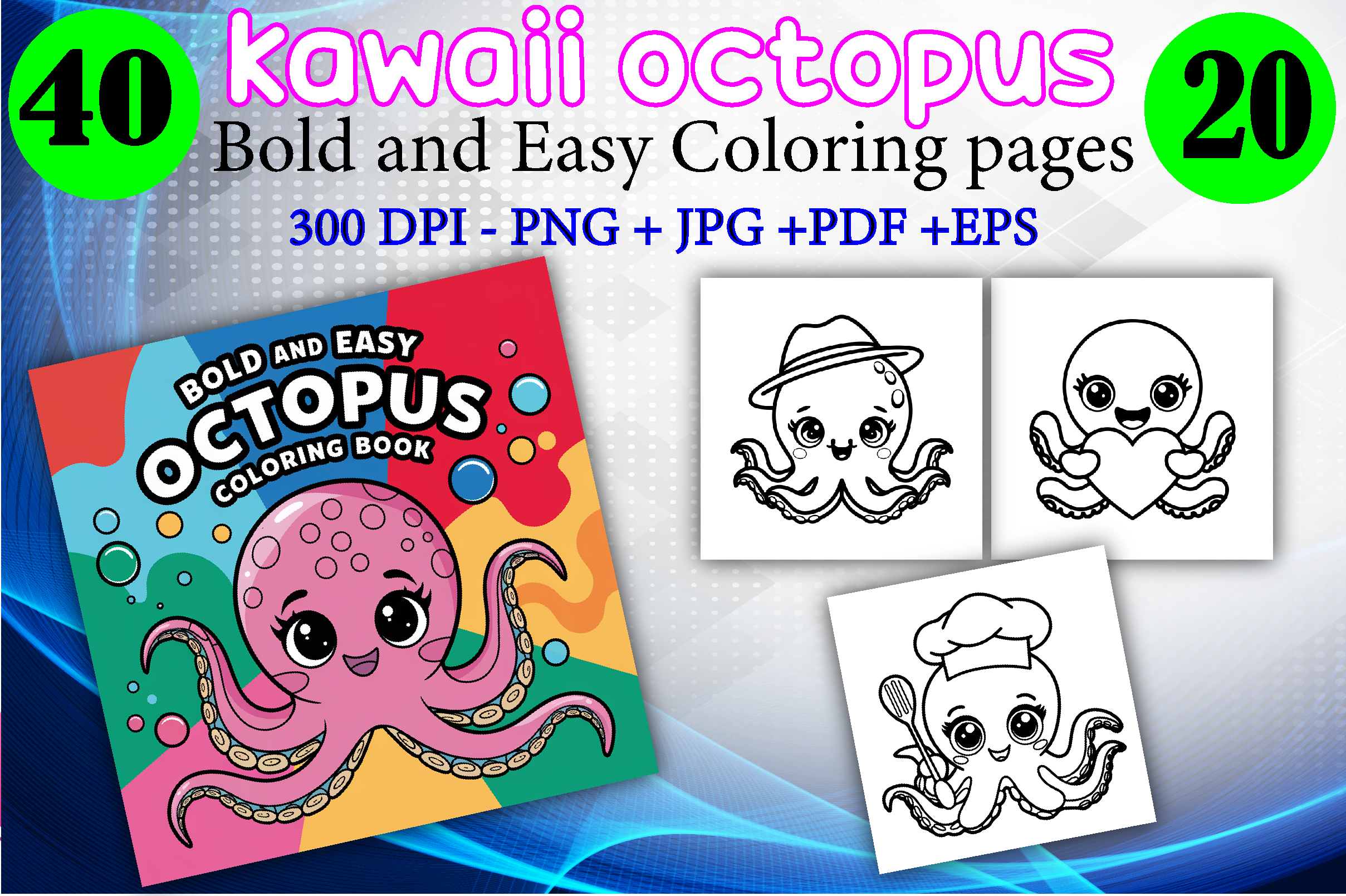 Kawaii Octopus Coloring Pages for Kids