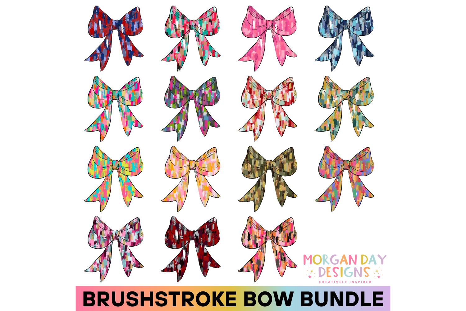 Brushstroke Coquette Bow Bundle PNG Graphic by Morgan Day Designs ...