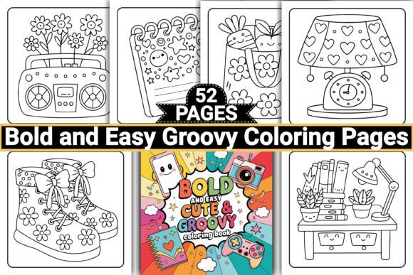 Cute & Groovy Bold Easy Coloring Pages