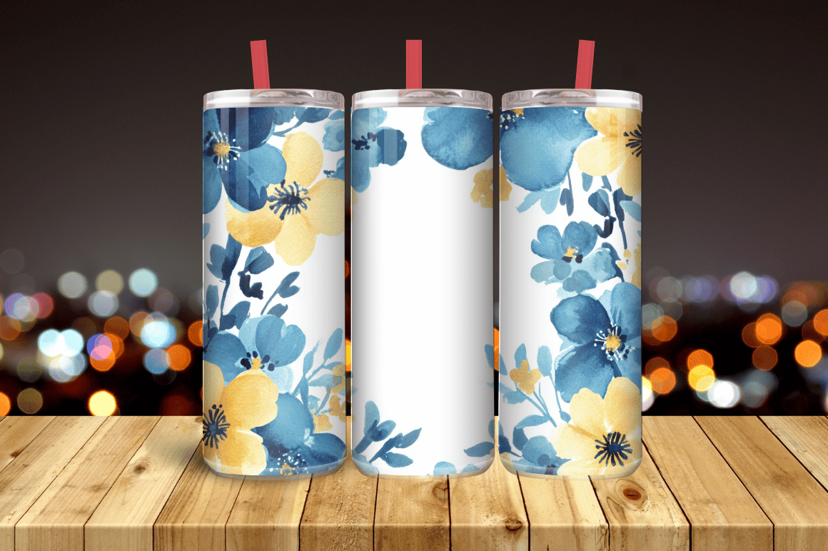 Daisy Flowers 20oz Skinny Tumbler Wrap Graphic by Magic Creative ...