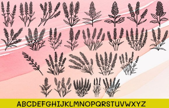 Lavender Flower Font PNG with transparent background - Preview 1