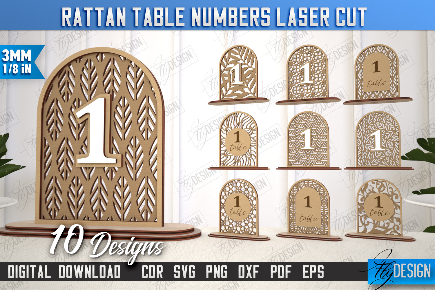 Rattan Table Numbers Bundle | Table Sign