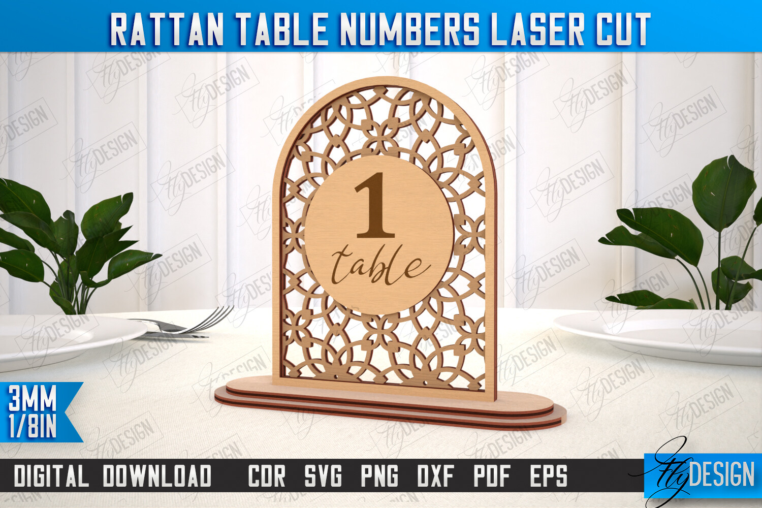 Rattan Table Numbers | Table Number Sign