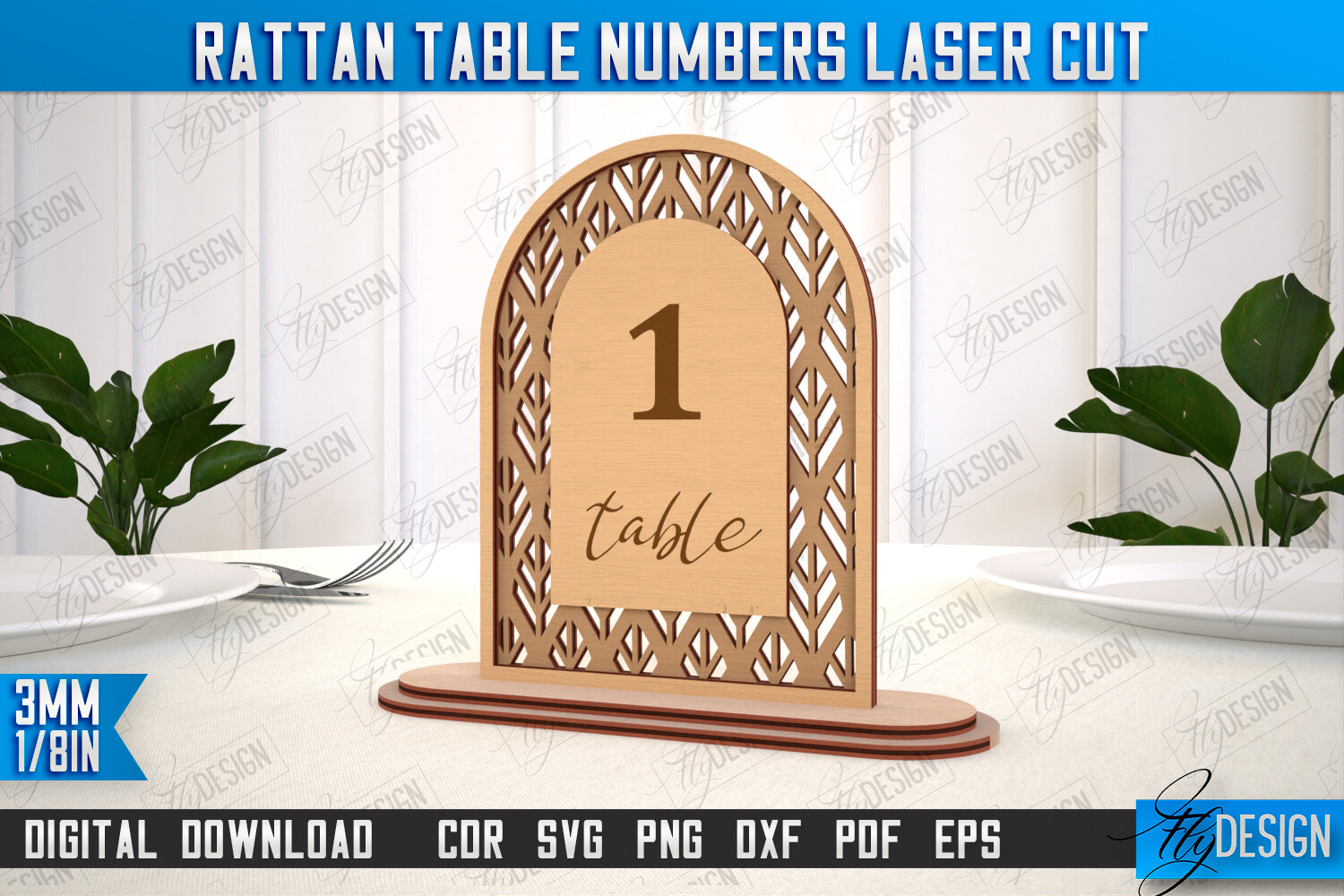 Rattan Table Numbers | Table Number Sign