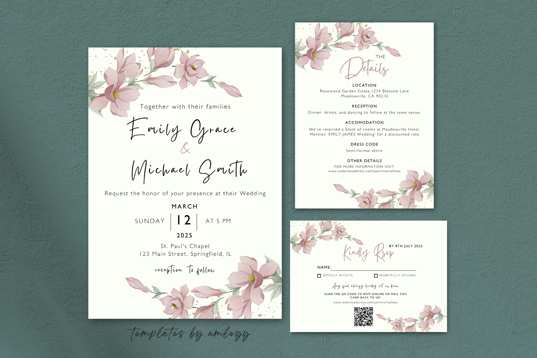 SIMPLE WEDDING INVITATION SUITE CANVA