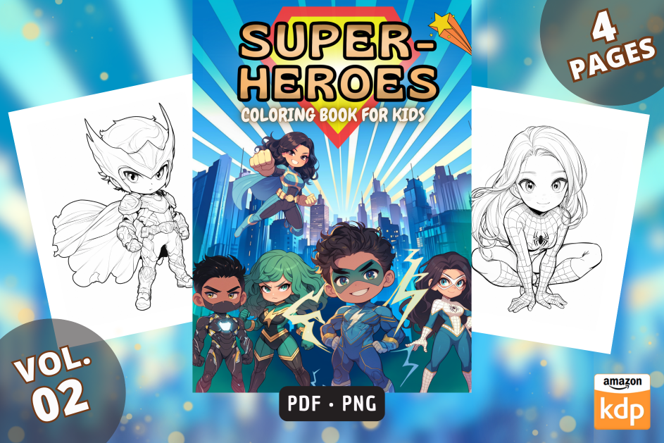 Superheroes Kids Coloring Book Vol 02 Graphic by Sahad Stavros Studio ...
