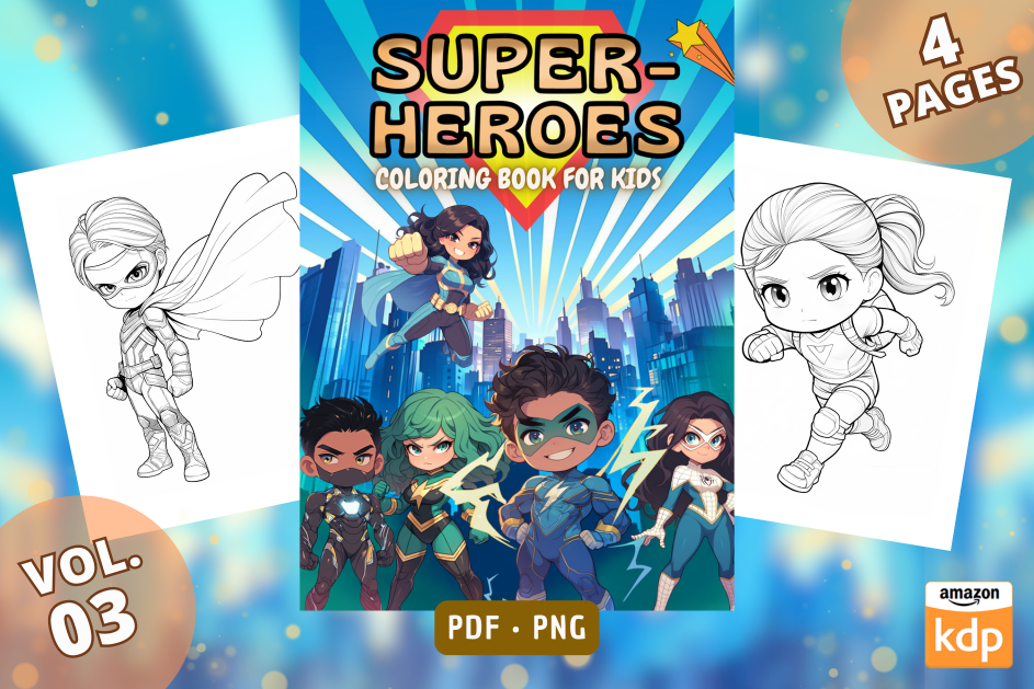 Superheroes Kids Coloring Book Vol 03 Graphic by Sahad Stavros Studio ...