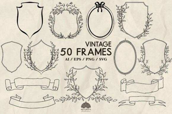 Vintage Crest Frames Svg Bundle