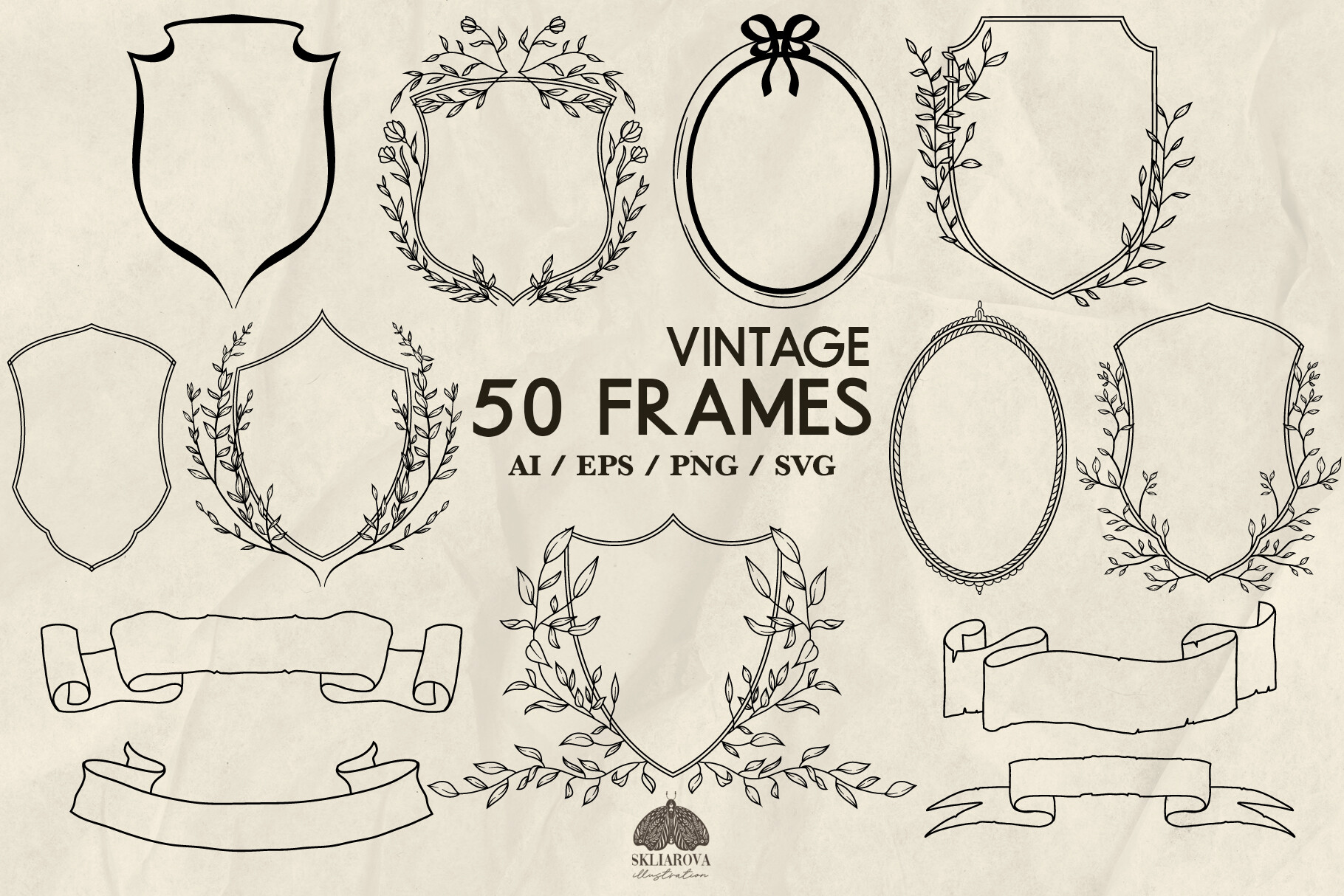 Vintage Crest Frames Svg Bundle