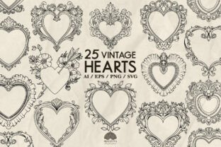 Vintage Hearts Svg Bundle Graphic by HappyWatercolorShop · Creative Fabrica