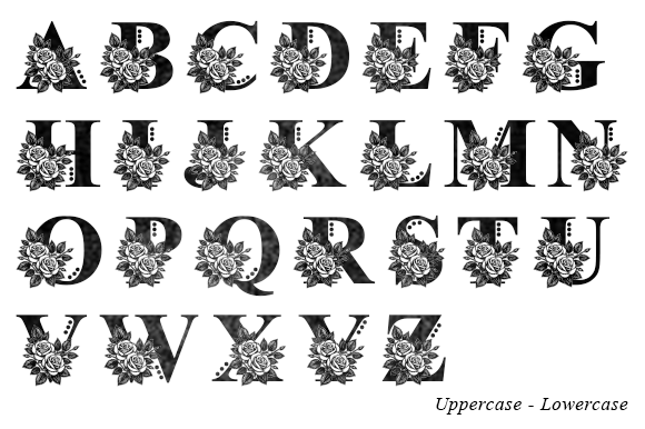 Beautiful Flower Monogram Font - Preview 4