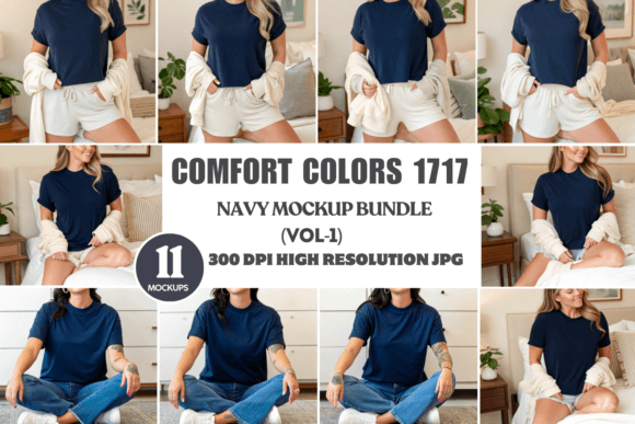 Comfort Colors 1717 Navy Mockup Bundle