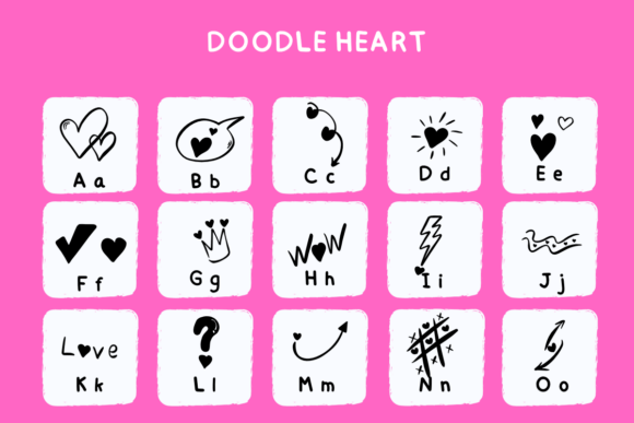 Doodle Love Font PNG with transparent background - Preview 4