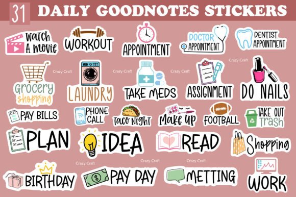 Everyday Life Icon Goodnotes Stickers