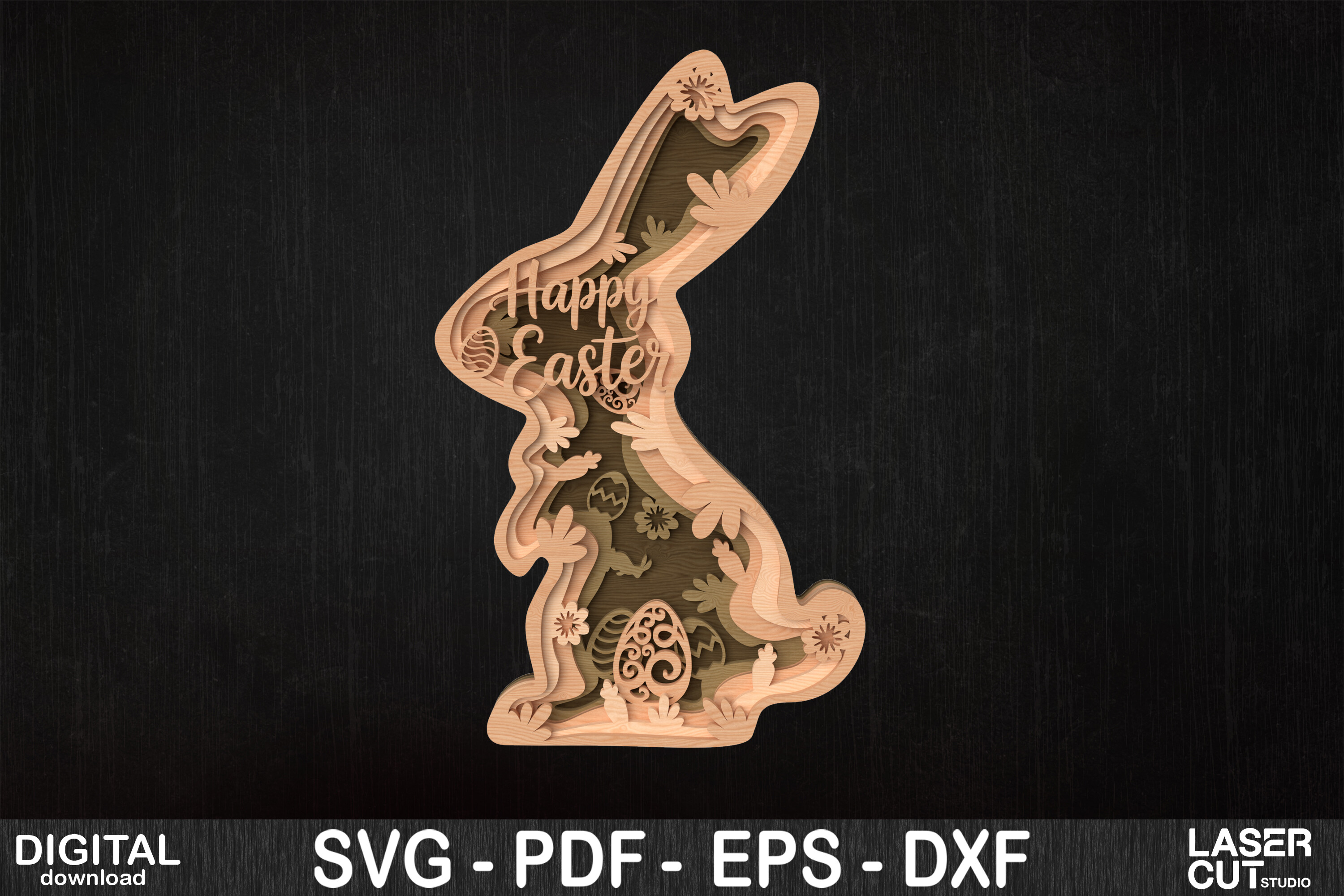 Happy Easter Bunny Layered SVG · Creative Fabrica