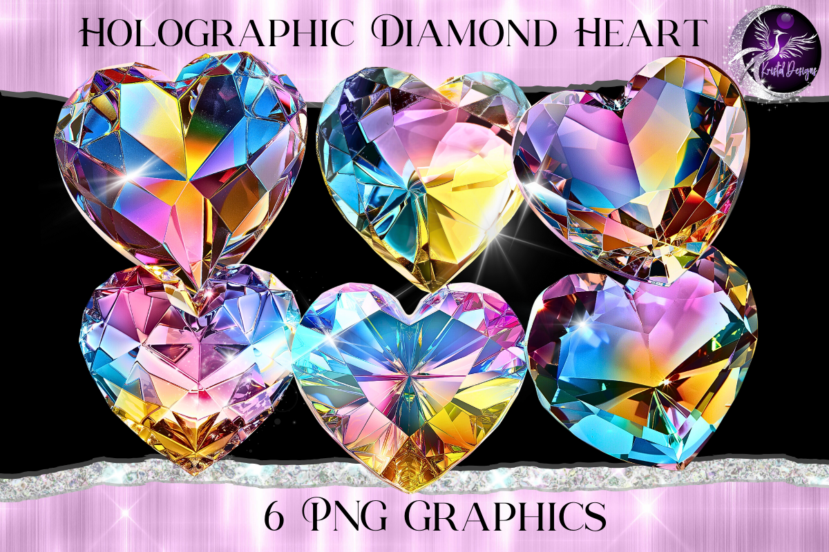 Holographic Heart Diamond Graphic by KristalDesigns · Creative Fabrica