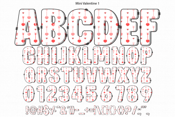 Mini Valentine Font PNG with transparent background - Preview 2
